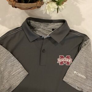 Columbia Omni- Freeze Gray Polo with Mississippi State football team Logo